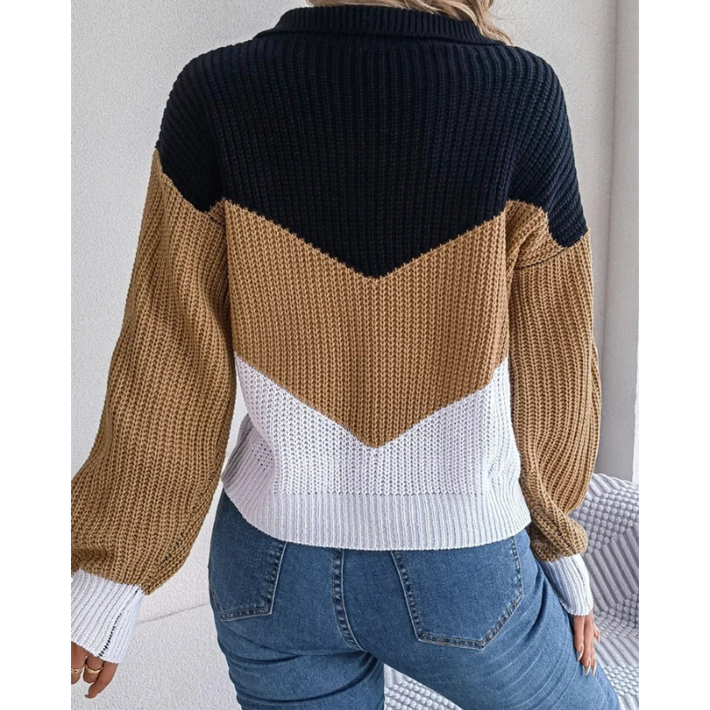 Pull femme en tricot avec col en V