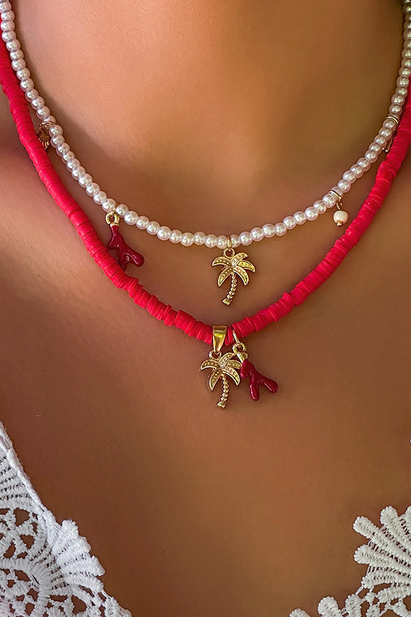 Collier multicouche avec perles et coquillages