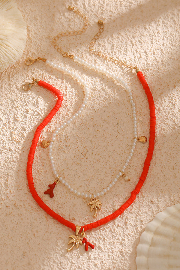 Collier multicouche avec perles et coquillages