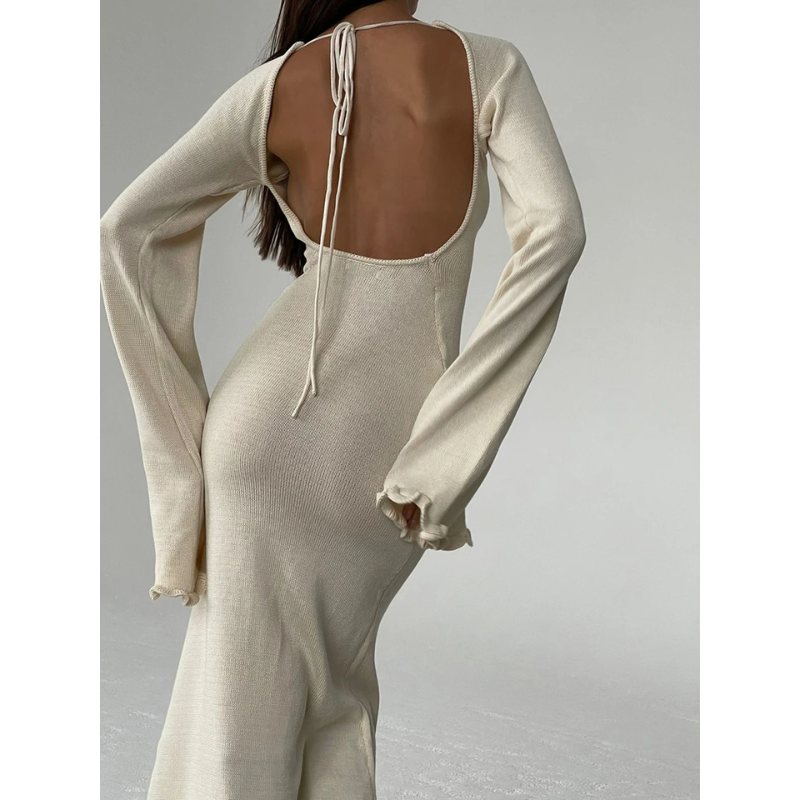 Robe maxi en tricot avec manches évasées