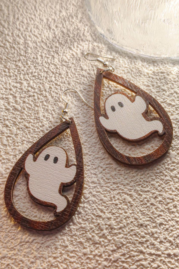 Boucles d'oreilles en bois de la série Halloween Horror et Fun