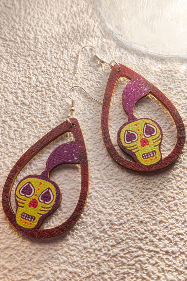 Boucles d'oreilles en bois de la série Halloween Horror et Fun