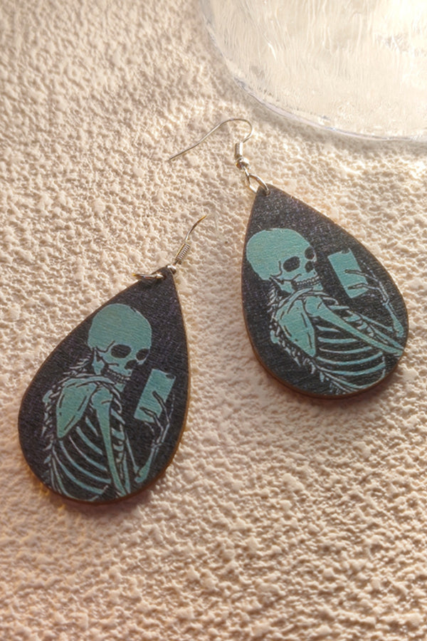 Boucles d'oreilles en bois de la série Halloween Horror et Fun