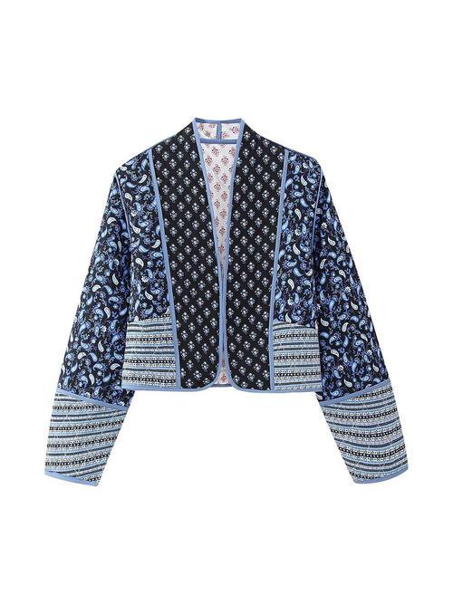 Veste courte en coton réversible à fleurs