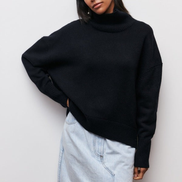 Coton - pull-over oversize à col roulé