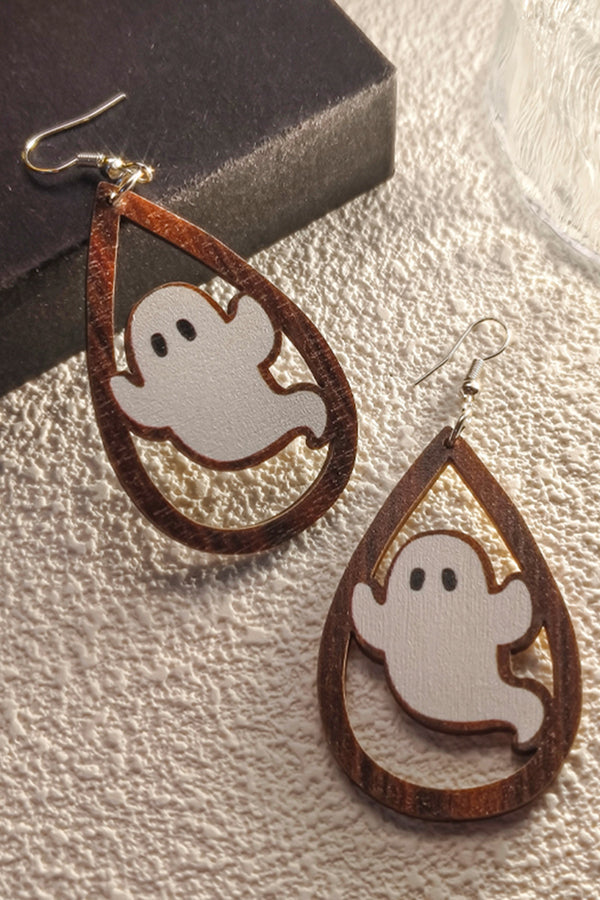 Boucles d'oreilles en bois de la série Halloween Horror et Fun